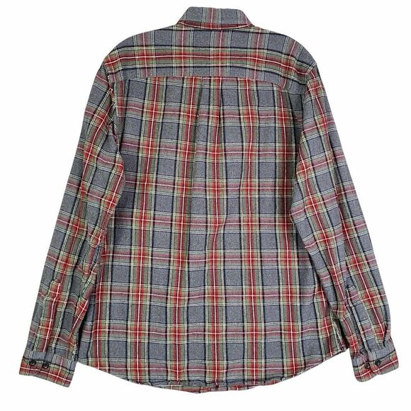 LL Bean Shirt Mens Size M Medium Gray Red Plaid Flannel LS Button Down LS - Picture 3 of 8